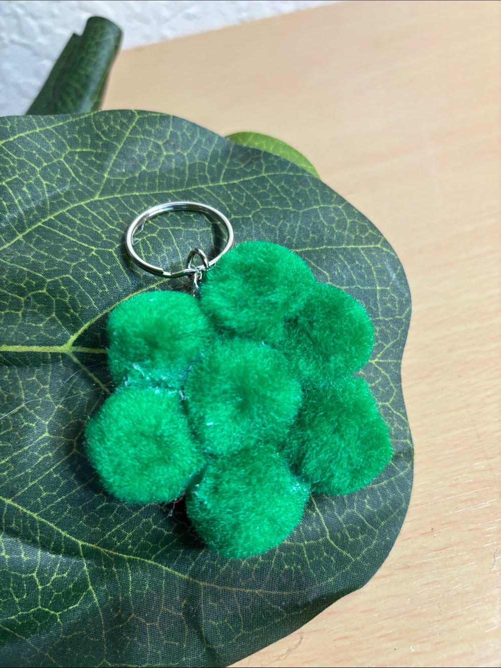 Green Pom-Pom Cluster Keychain - Fashion Accessory